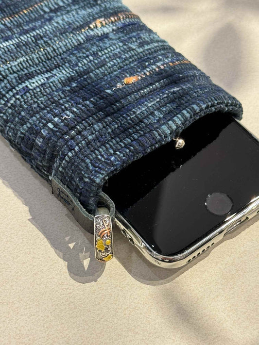 Introducing the "Smartphone Shoulder Bag - Dark Blue," upcycled using traditional Japanese techniques